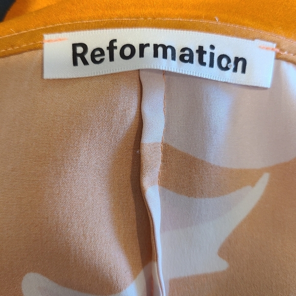 Reformation Luxe Electra Orange Silk Wrap Dress - Picture 9 of 10